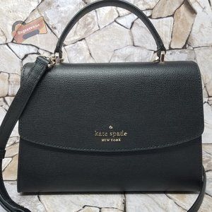 #bagsavenue Kate Spade Darcy Leather Top Handle Satchel Crossbody Black Leather
